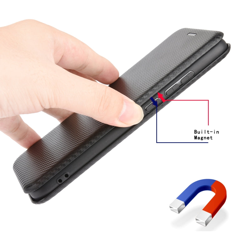 For Ulefone Note 9P Carbon Fiber Texture Horizontal Flip TPU + PC + PU Leather Case with Card Slot & Lanyard(Black)