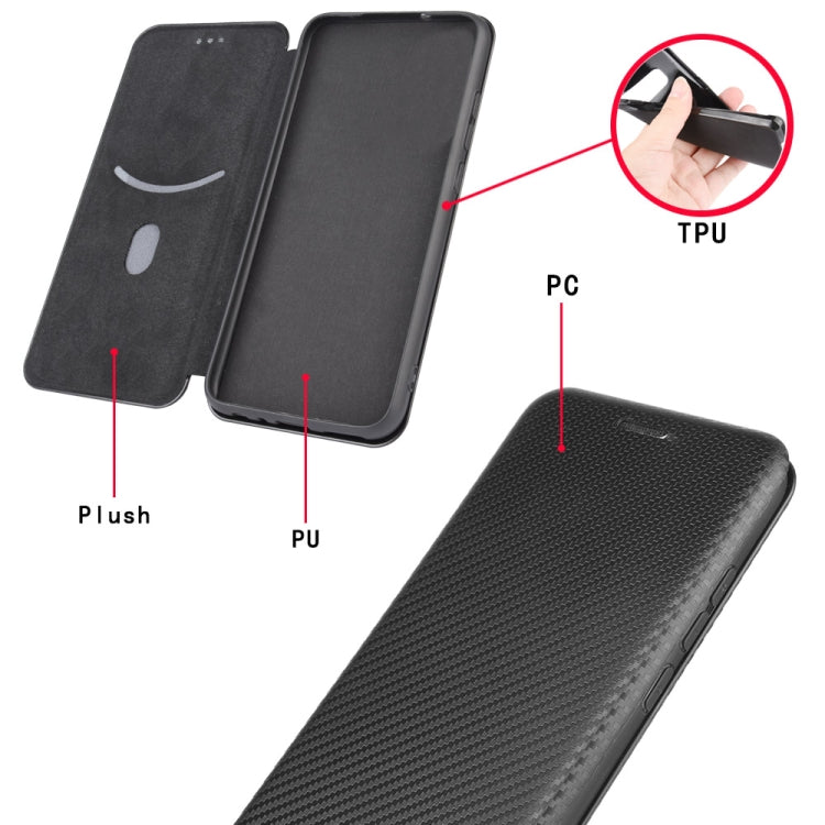 For Ulefone Note 9P Carbon Fiber Texture Horizontal Flip TPU + PC + PU Leather Case with Card Slot & Lanyard(Blue)