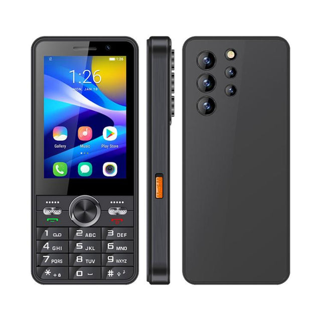 UNIWA XS24 Keypad Phone, 2GB+16GB, 3.5 inch Android 8.1 Mediatek MT6737M Quad Core, Flashlights, Network: 4G, Support Google Store, Plug:EU Plug(Black)