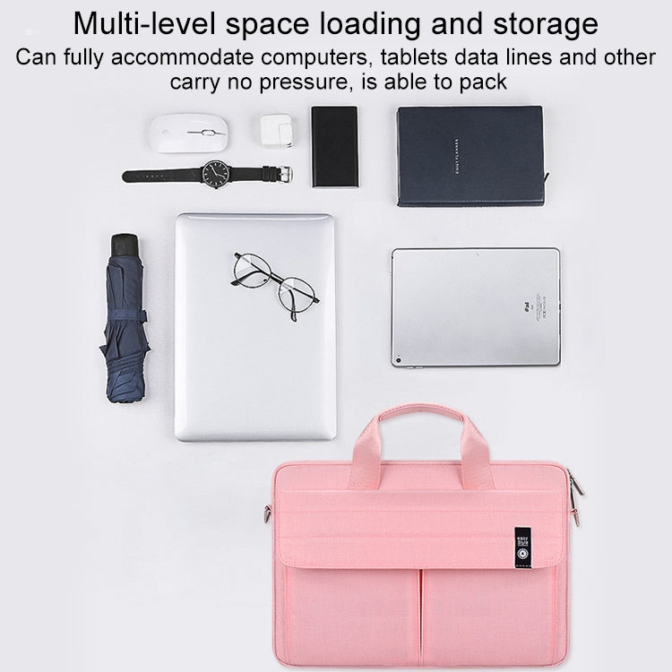 ST08 Handheld Briefcase Carrying Storage Bag with Shoulder Strap for 15.4 inch Laptop(Grey)