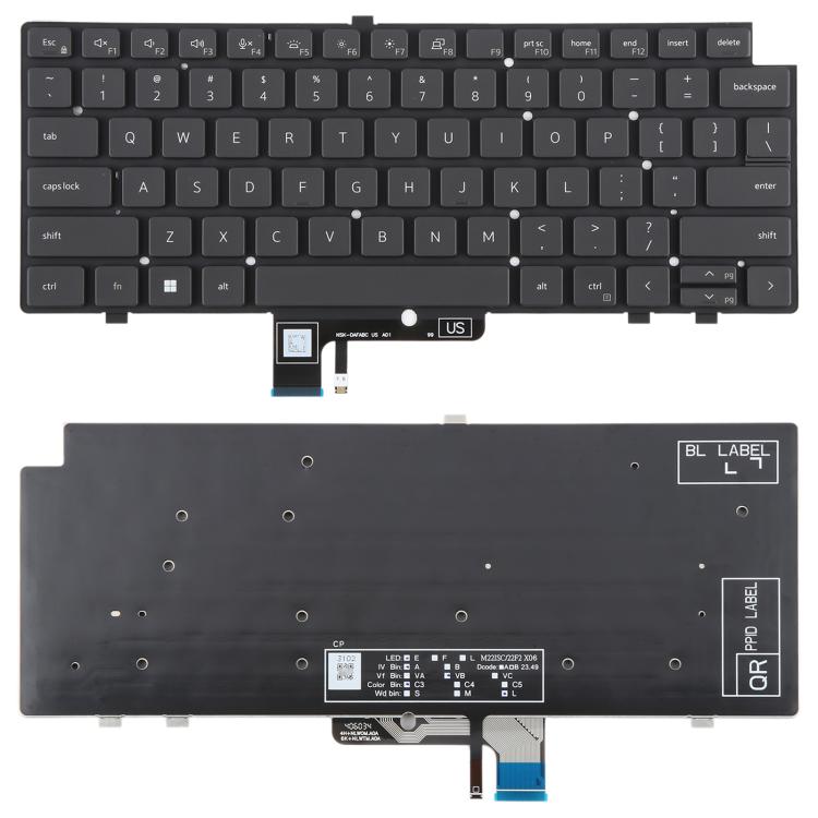 US Version Backlit Laptop Keyboard for Dell Latitude 7340 7440 7640(Black)