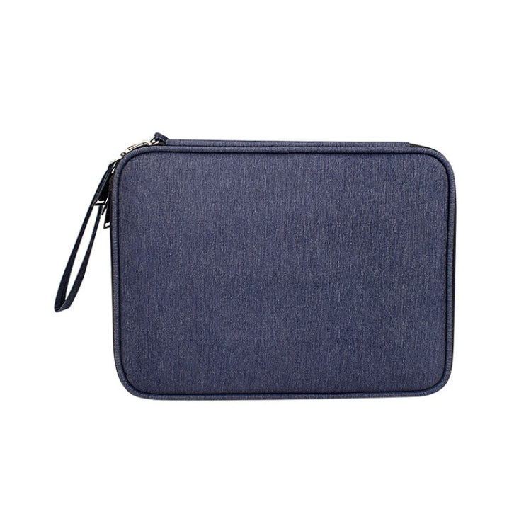 SM01 Multi-function Water-resistant Double Layer Data Cable Earphone U Disk Digital Accessories Storage Bag, Size: L(Navy Blue)
