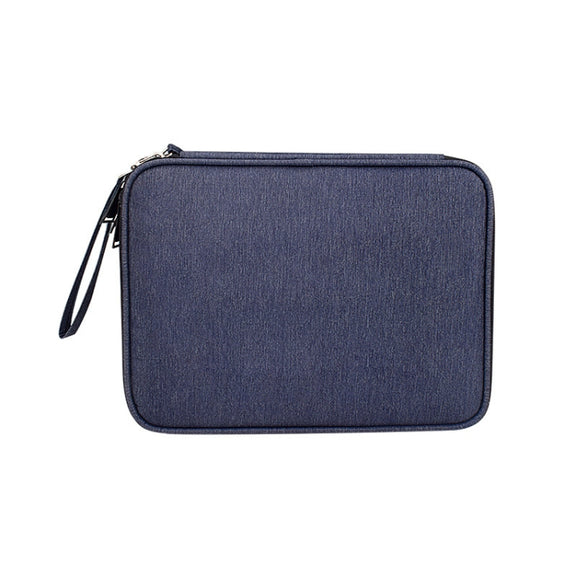 SM01 Multi-function Water-resistant Double Layer Data Cable Earphone U Disk Digital Accessories Storage Bag, Size: L(Navy Blue)