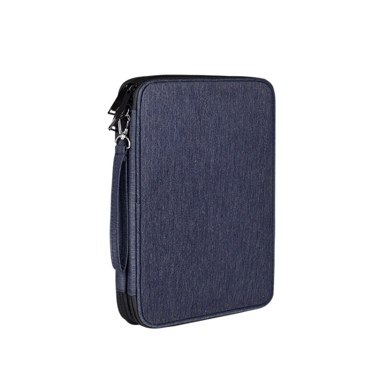 SM01 Multi-function Water-resistant Double Layer Data Cable Earphone U Disk Digital Accessories Storage Bag, Size: L(Navy Blue)