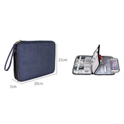 SM01 Multi-function Water-resistant Double Layer Data Cable Earphone U Disk Digital Accessories Storage Bag, Size: L(Navy Blue)
