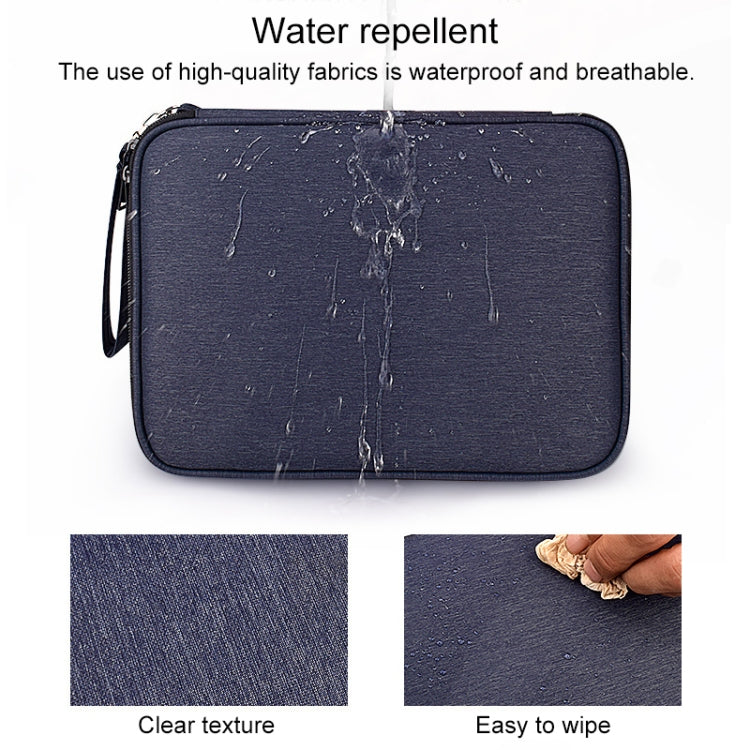 SM01 Multi-function Water-resistant Double Layer Data Cable Earphone U Disk Digital Accessories Storage Bag, Size: L(Navy Blue)