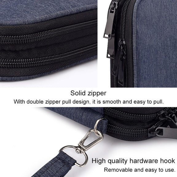 SM01 Multi-function Water-resistant Double Layer Data Cable Earphone U Disk Digital Accessories Storage Bag, Size: L(Black)