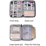 SM01 Multi-function Water-resistant Double Layer Data Cable Earphone U Disk Digital Accessories Storage Bag, Size: L(Black)