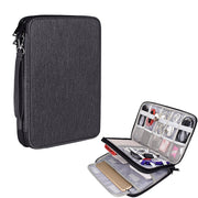SM01 Multi-function Water-resistant Double Layer Data Cable Earphone U Disk Digital Accessories Storage Bag, Size: S(Black)