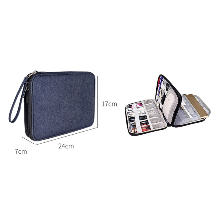 SM01 Multi-function Water-resistant Double Layer Data Cable Earphone U Disk Digital Accessories Storage Bag, Size: S(Black)