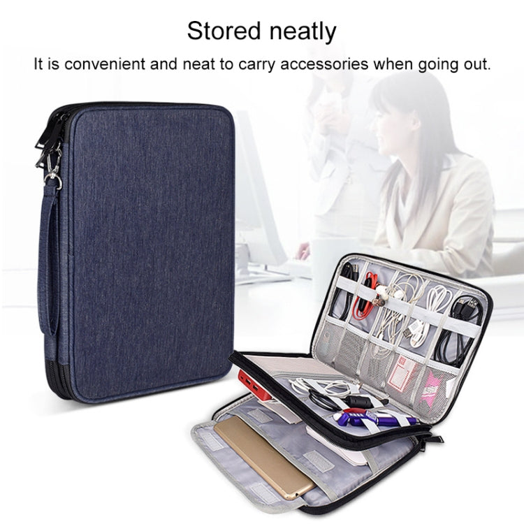 SM01 Multi-function Water-resistant Double Layer Data Cable Earphone U Disk Digital Accessories Storage Bag, Size: S(Black)