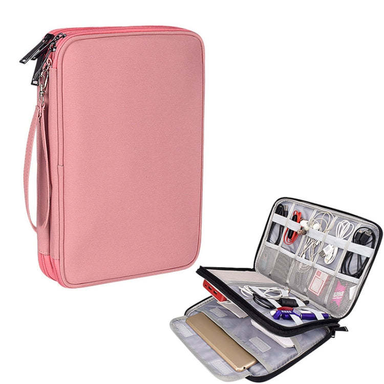 SM01 Multi-function Water-resistant Double Layer Data Cable Earphone U Disk Digital Accessories Storage Bag, Size: S(Pink)