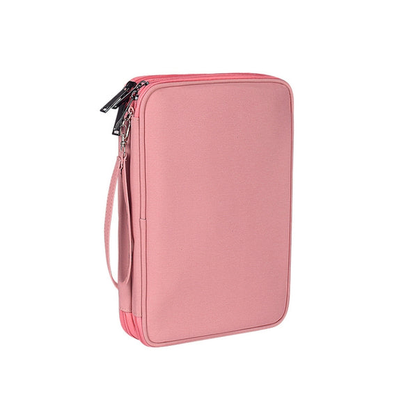 SM01 Multi-function Water-resistant Double Layer Data Cable Earphone U Disk Digital Accessories Storage Bag, Size: S(Pink)