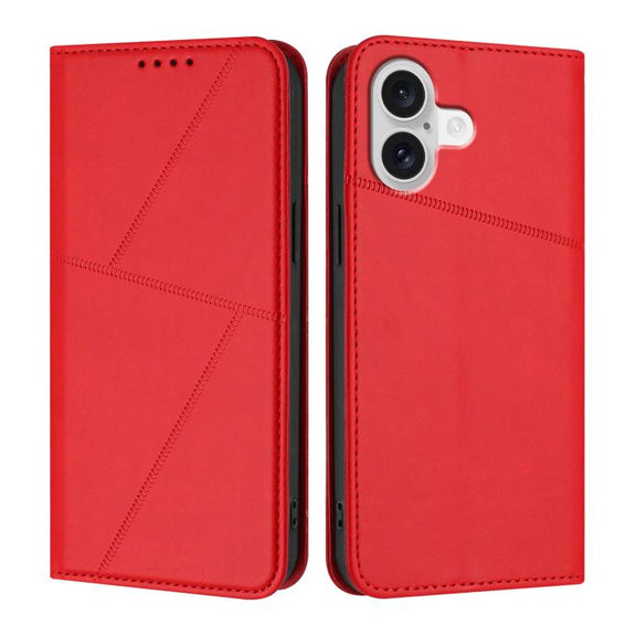 For iPhone 17 Strong Magnetic Frosted Flip Leather Phone Case(Red)