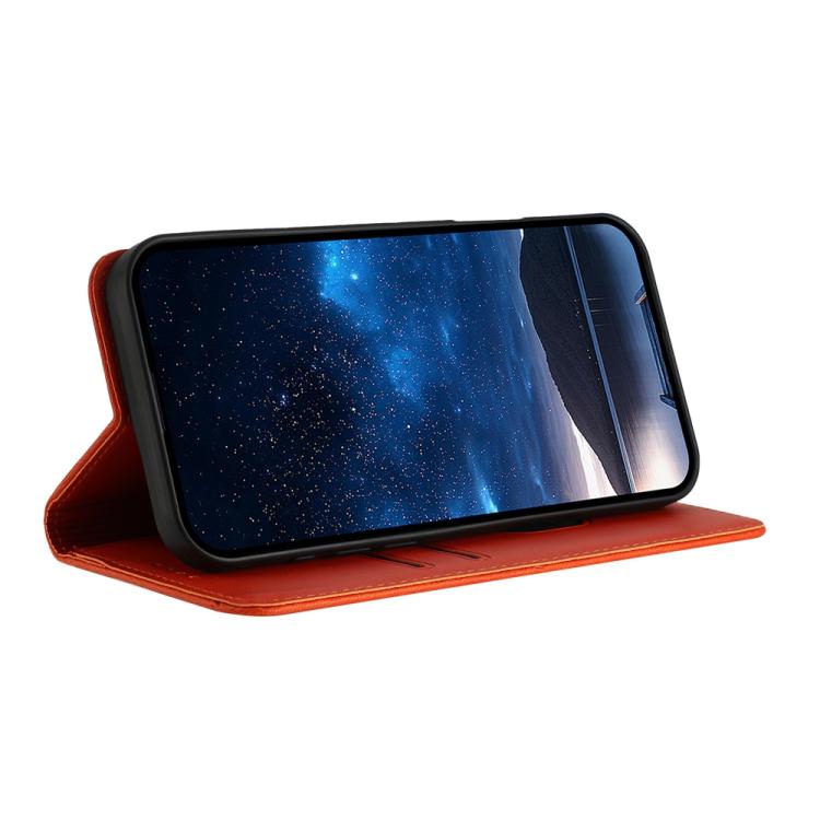 For iPhone 17 Strong Magnetic Frosted Flip Leather Phone Case(Orange)