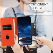 For iPhone 17 Strong Magnetic Frosted Flip Leather Phone Case(Orange)