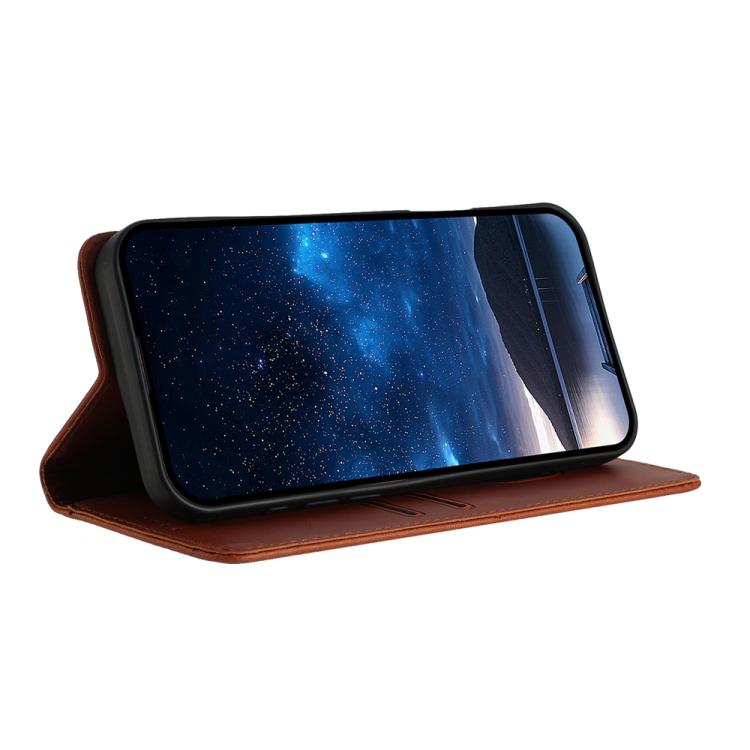 For iPhone 17 Air Strong Magnetic Frosted Flip Leather Phone Case(Coffee Color)