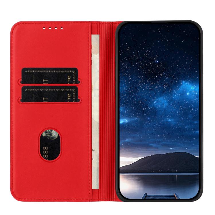 For iPhone 17 Pro Strong Magnetic Frosted Flip Leather Phone Case(Red)