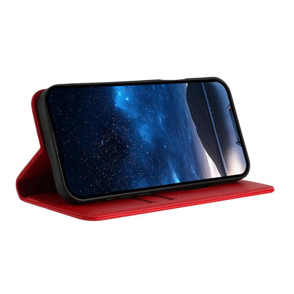 For iPhone 17 Pro Strong Magnetic Frosted Flip Leather Phone Case(Red)