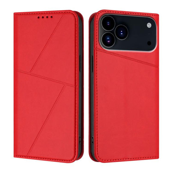 For iPhone 17 Pro Strong Magnetic Frosted Flip Leather Phone Case(Red)