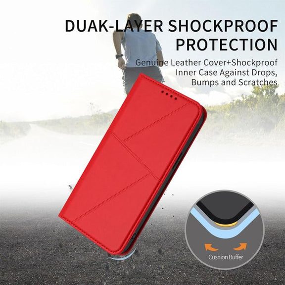 For iPhone 17 Pro Strong Magnetic Frosted Flip Leather Phone Case(Red)