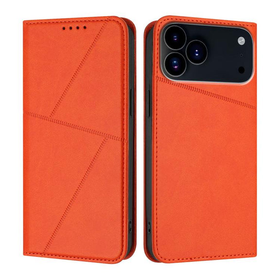 For iPhone 17 Pro Strong Magnetic Frosted Flip Leather Phone Case(Orange)
