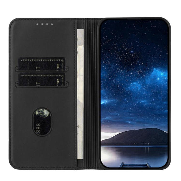 For iPhone 17 Pro Strong Magnetic Frosted Flip Leather Phone Case(Black)