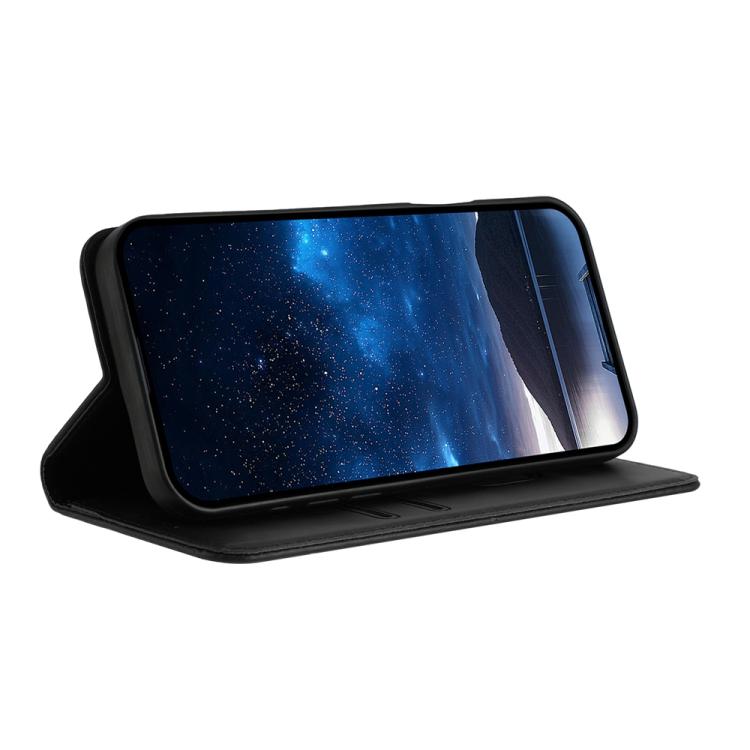 For iPhone 17 Pro Strong Magnetic Frosted Flip Leather Phone Case(Black)
