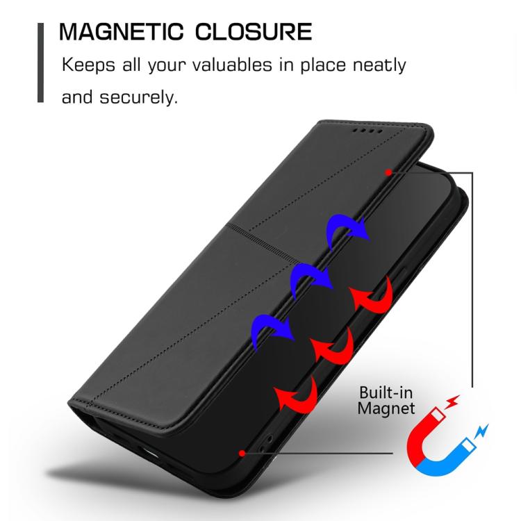 For iPhone 17 Pro Strong Magnetic Frosted Flip Leather Phone Case(Black)