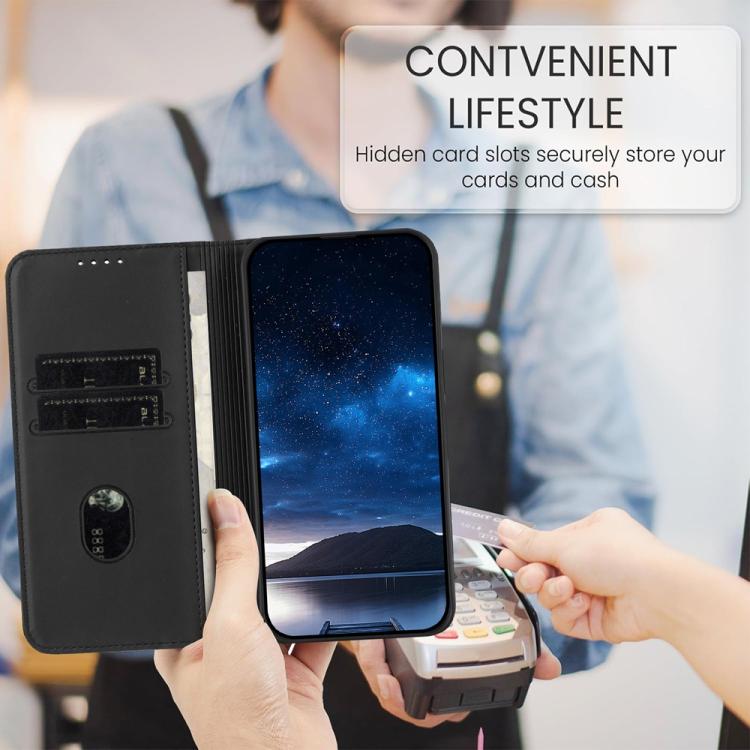 For iPhone 17 Pro Strong Magnetic Frosted Flip Leather Phone Case(Black)