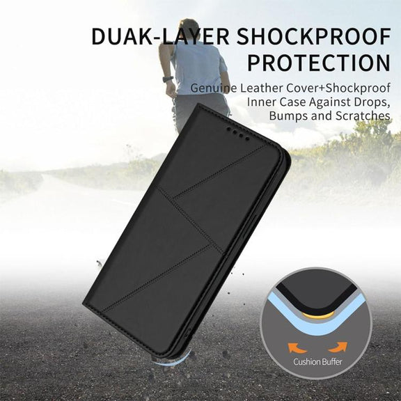 For iPhone 17 Pro Strong Magnetic Frosted Flip Leather Phone Case(Black)