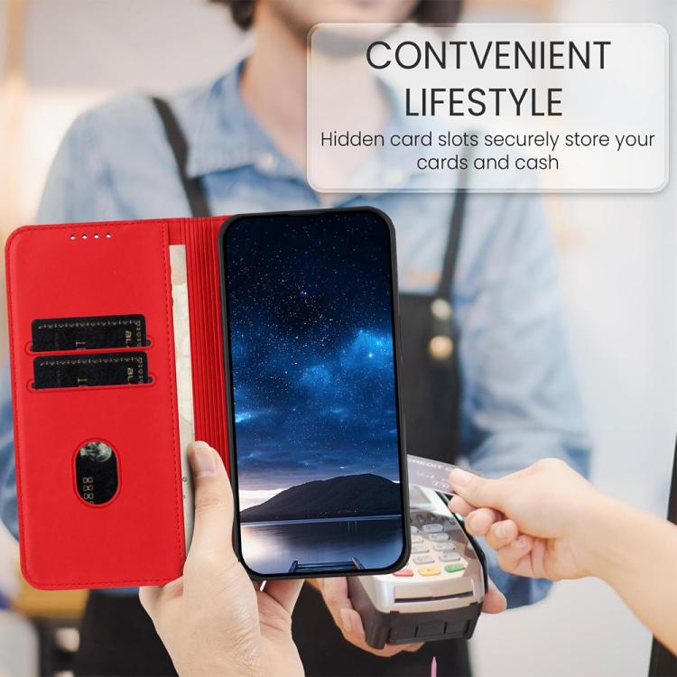For iPhone 17 Pro Max Strong Magnetic Frosted Flip Leather Phone Case(Red)