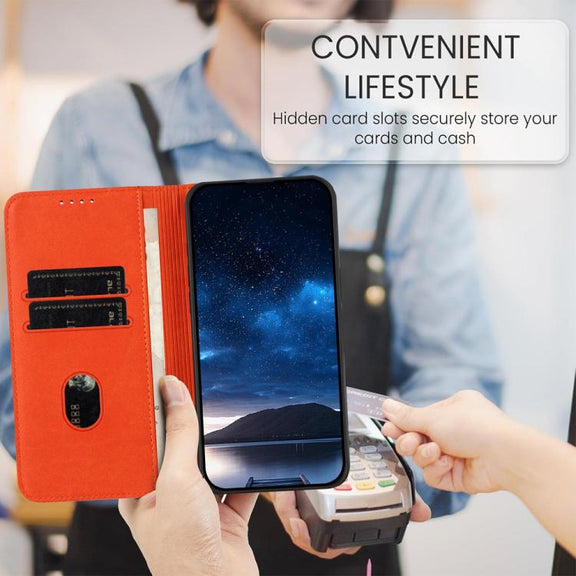 For iPhone 17 Pro Max Strong Magnetic Frosted Flip Leather Phone Case(Orange)