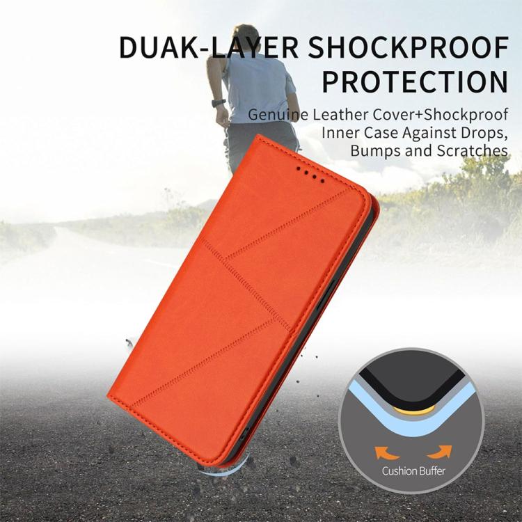 For iPhone 17 Pro Max Strong Magnetic Frosted Flip Leather Phone Case(Orange)