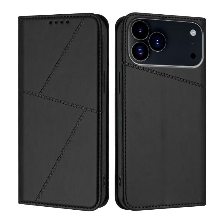 For iPhone 17 Pro Max Strong Magnetic Frosted Flip Leather Phone Case(Black)