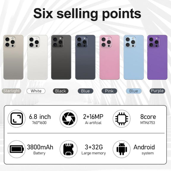 I16 Pro Max / VD1, 3GB+32GB, 6.8 inch Android 10 MTK6753 Octa Core, Network: 4G, Dual SIM, Plug:AU Plug(Black)