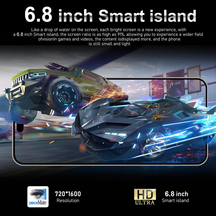 I16 Pro Max / VD1, 3GB+32GB, 6.8 inch Android 10 MTK6753 Octa Core, Network: 4G, Dual SIM, Plug:US Plug(White)