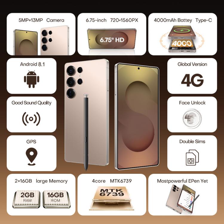 S25 Ultra / B9, 2GB+16GB, 6.75 inch Android 8.1 MTK6739 Quad Core, Network: 4G, Dual SIM, Plug:AU Plug(Titanium Silver Blue)