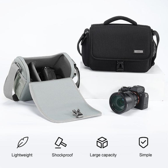CADeN D27-1 Portable Digital Camera Bag with Strap, Size:31 x 21 x 17cm Black