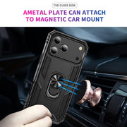 For iPhone 17 Pro Max Shockproof TPU Hybrid PC Phone Case with Holder(Black)