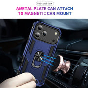 For iPhone 17 Pro Max Shockproof TPU Hybrid PC Phone Case with Holder(Blue)