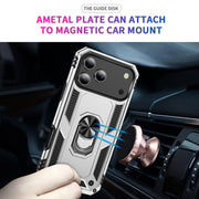 For iPhone 17 Pro Max Shockproof TPU Hybrid PC Phone Case with Holder(Silver)