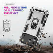 For iPhone 17 Pro Max Shockproof TPU Hybrid PC Phone Case with Holder(Silver)