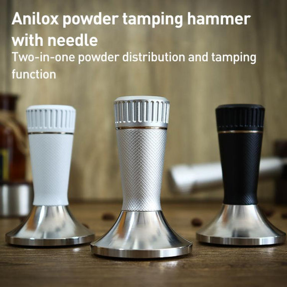 58.3mm Mesh Texture with Needle Coffee Powder Pressing Hammer Stainless Steel Cloth Powder(Silver)