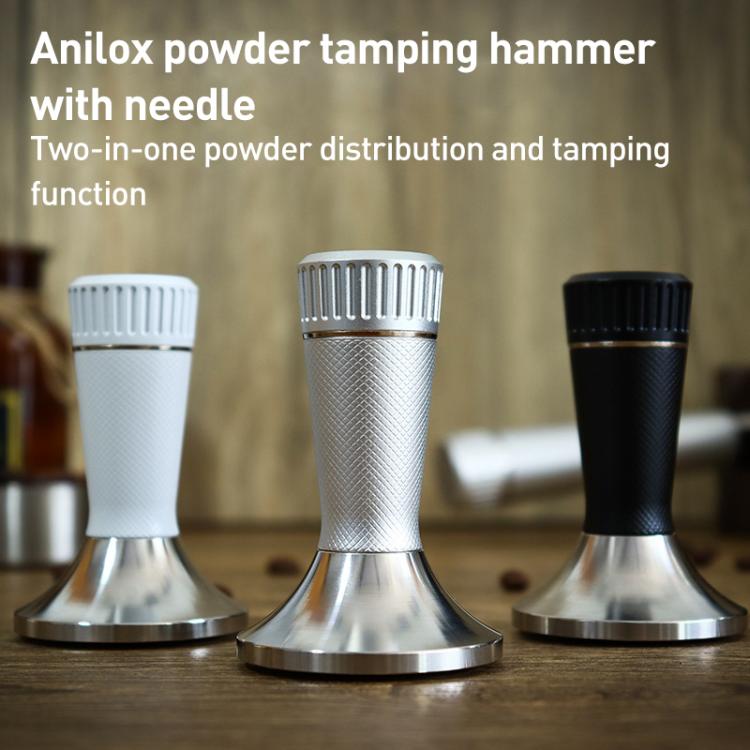 53.3mm Mesh Texture with Needle Coffee Powder Pressing Hammer Stainless Steel Cloth Powder(Silver)