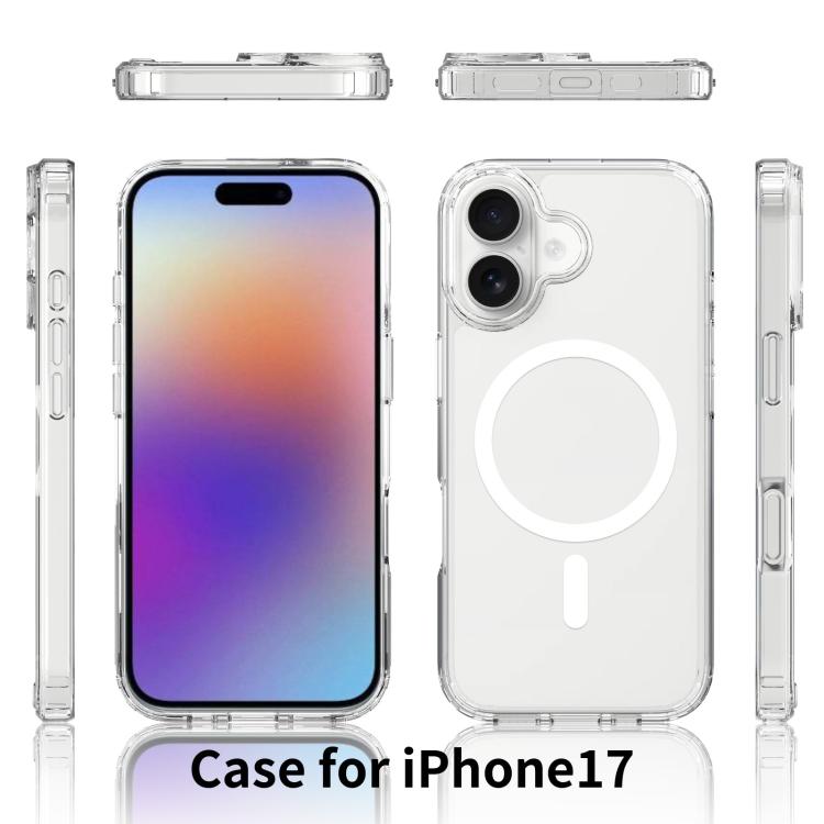For iPhone 17 Scratchproof PC Hybrid TPU Magsafe Phone Case(Transparent)