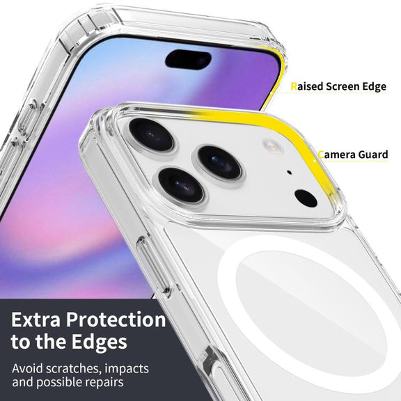 For iPhone 17 Pro Scratchproof PC Hybrid TPU Magsafe Phone Case(Transparent)