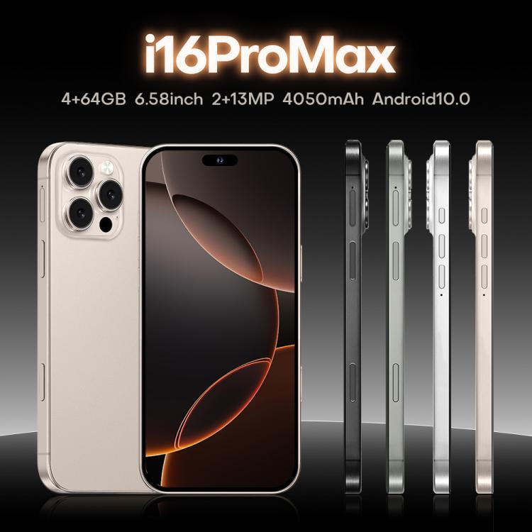 I16 Pro Max / PDQ6, 4GB+64GB, 6.58 inch Android 10 MTK6739 Quad Core, Network: 4G, Dual SIM, Plug:EU Plug(Gold)