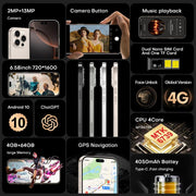I16 Pro Max / PDQ6, 4GB+64GB, 6.58 inch Android 10 MTK6739 Quad Core, Network: 4G, Dual SIM, Plug:EU Plug(Gold)
