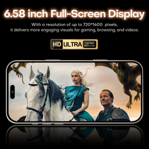 I16 Pro Max / PDQ6, 4GB+64GB, 6.58 inch Android 10 MTK6739 Quad Core, Network: 4G, Dual SIM, Plug:EU Plug(White)